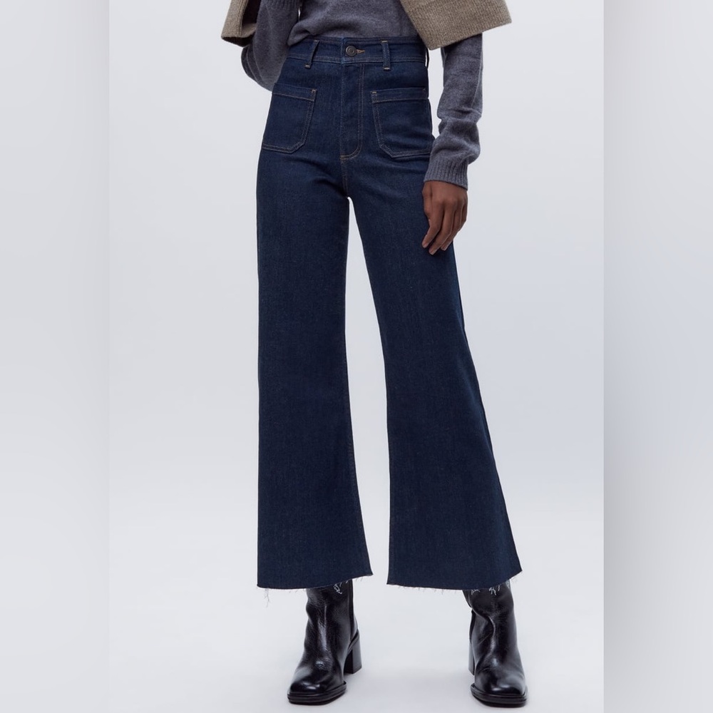 Zara Patch Pocket Marine Straight Jeans